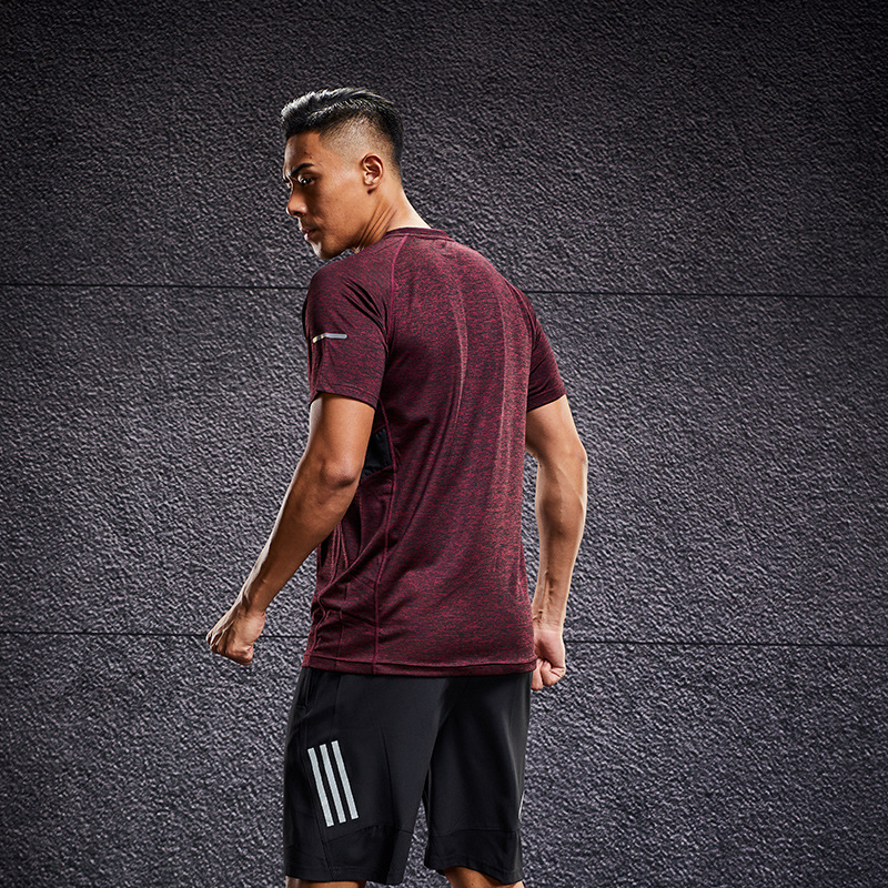 Summer Pure Color Sports Short Round Neck Summer Spot Outdoor Sports Casual Tight Dry Breathable Short-Sleeved Men's Style