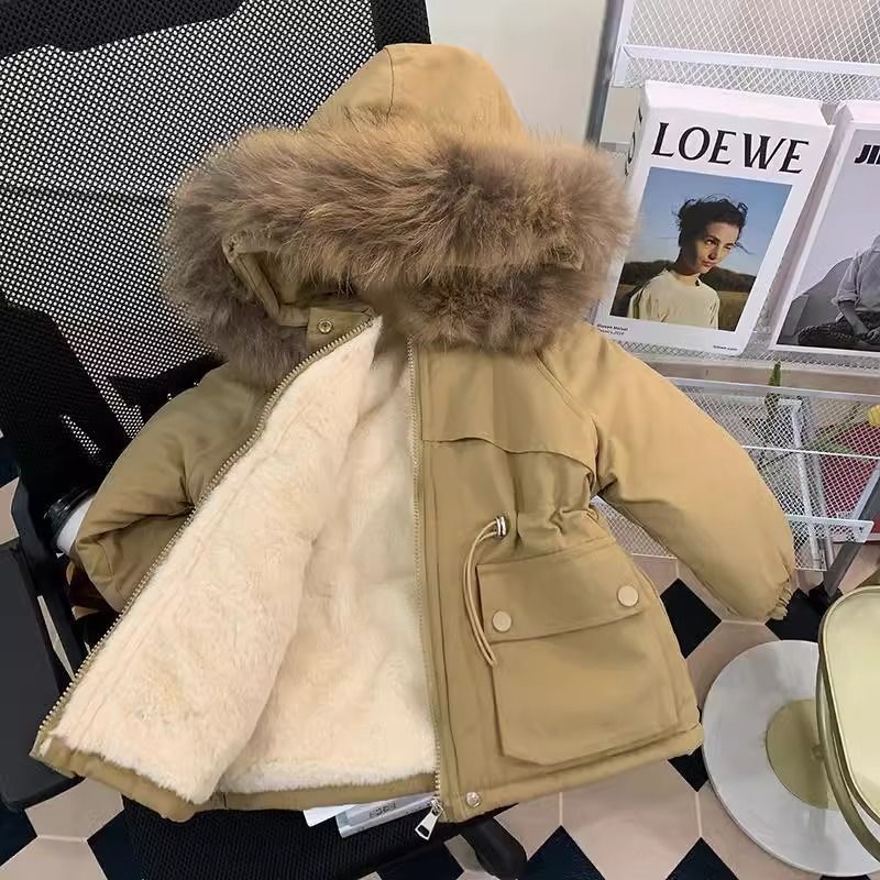 Picture of Girls' 2024 New Cotton-padded Coat Winter Clothes Children's Korean-style Mid-length Cotton-padded Coat Baby's fleece-lined Thickened Jacket Parker Clothes