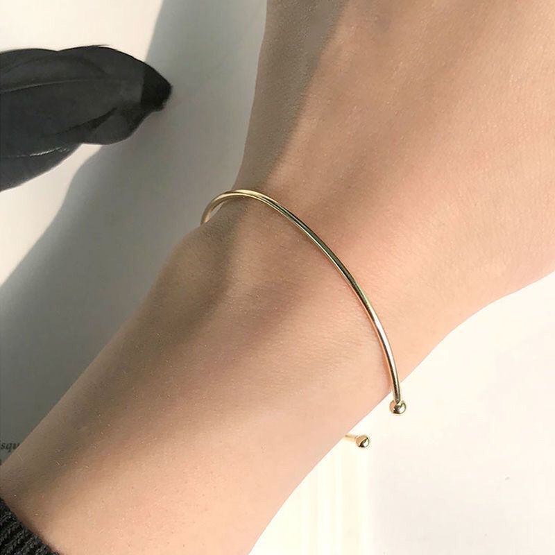 Picture of Extremely Fine Double Round Bead Open Bracelet Ring Simple All-match New Casual All-match Student Best Friend