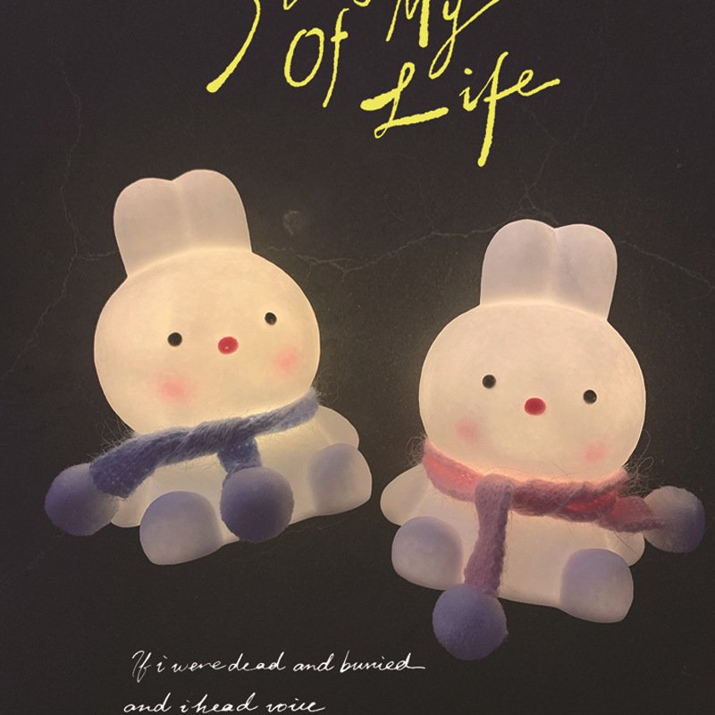 Picture of Cute led night light unplugged bedroom girl heart creative cartoon rabbit ornaments bedroom bedside lamp night market