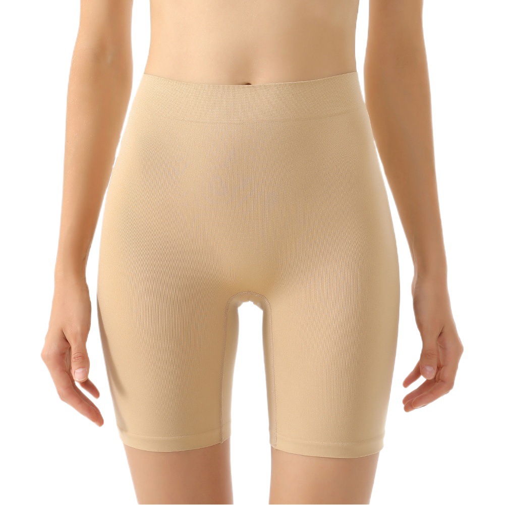 Cross-Border High-Waisted Belly-Control Seamless Leggings for Women, Large Size Sports Safety Pants, Anti-Exposure Lace Non-Curling Five-Quarter Pants