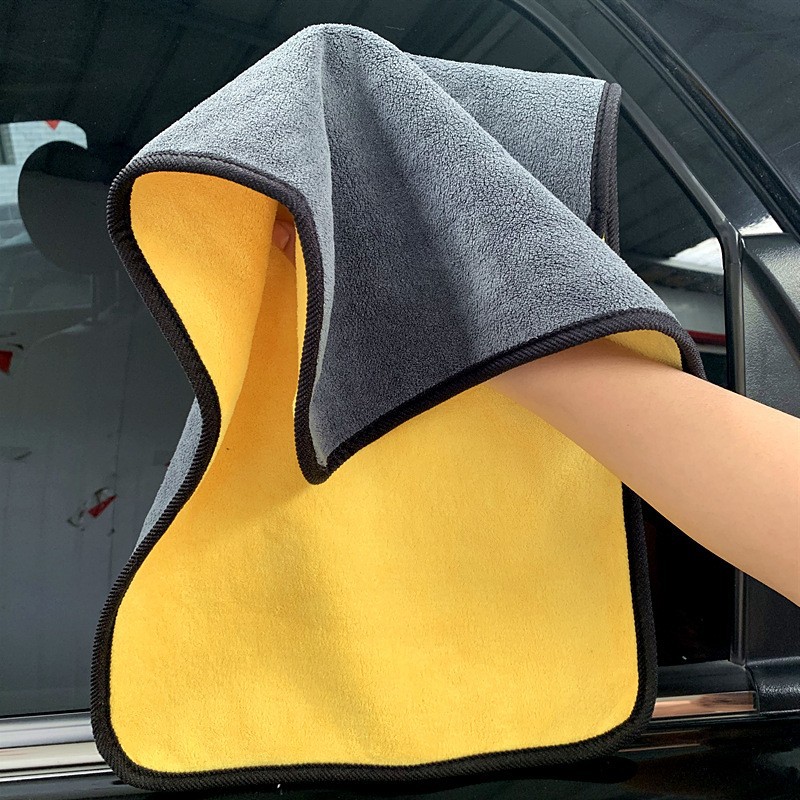 Coral fleece car cleaning towel hanging wholesale car cleaning towel with Logo thickened double-sided absorbent Rag