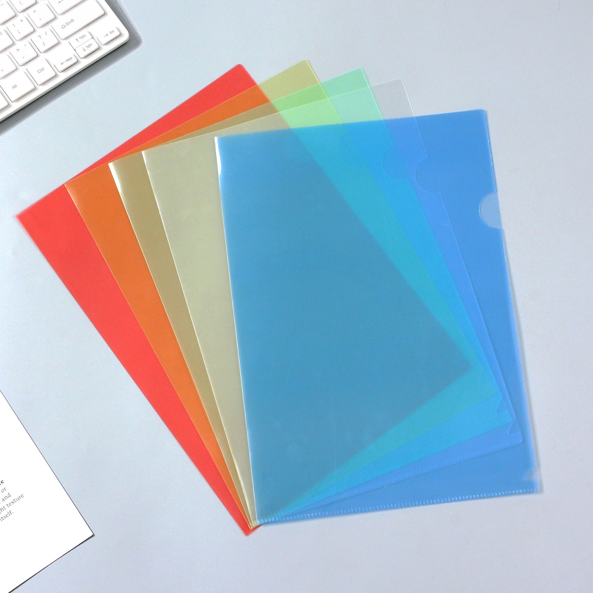 Picture of A4A5 Single Page Folder Wholesale Pp Plastic L-Shaped Folder Student Test Paper Office Colorful Folder with Logo Printing