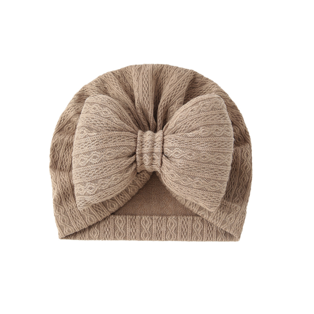 Picture of European and American New Baby Knitted Cotton-Filled Large Bow Kidsren's Pullover Hat Boat Hat Baby Turban Hat Ins Cross-Border