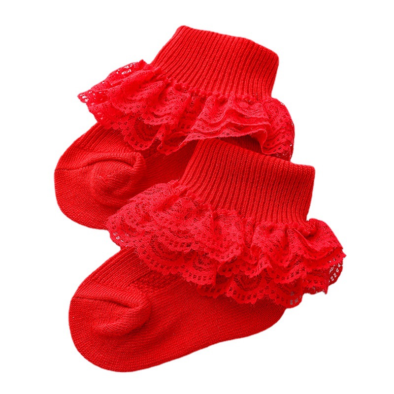 Picture of 2022 Spring and Autumn Children's Lace Socks Girls Lace Princess Socks Baby Cotton Socks Girls Dance Socks Kids
