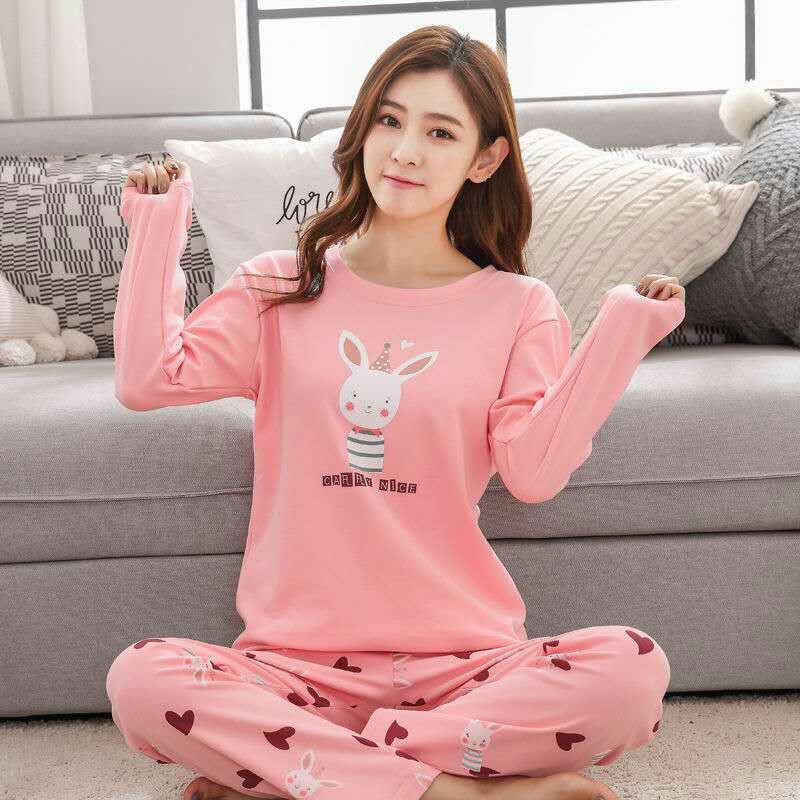Picture of Wholesale spring and autumn winter pajamas women's thin long sleeve trousers cartoon cute wind small student home clothes suit