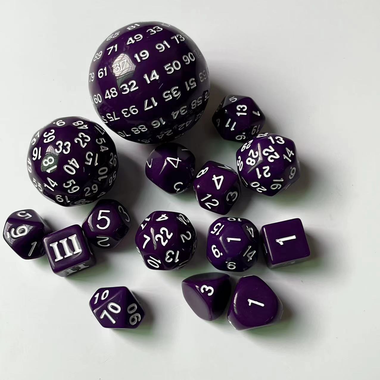 Picture of 15 sets of solid color 3-sided to 100-sided digital DICE collection gift personalized game DICE DICE