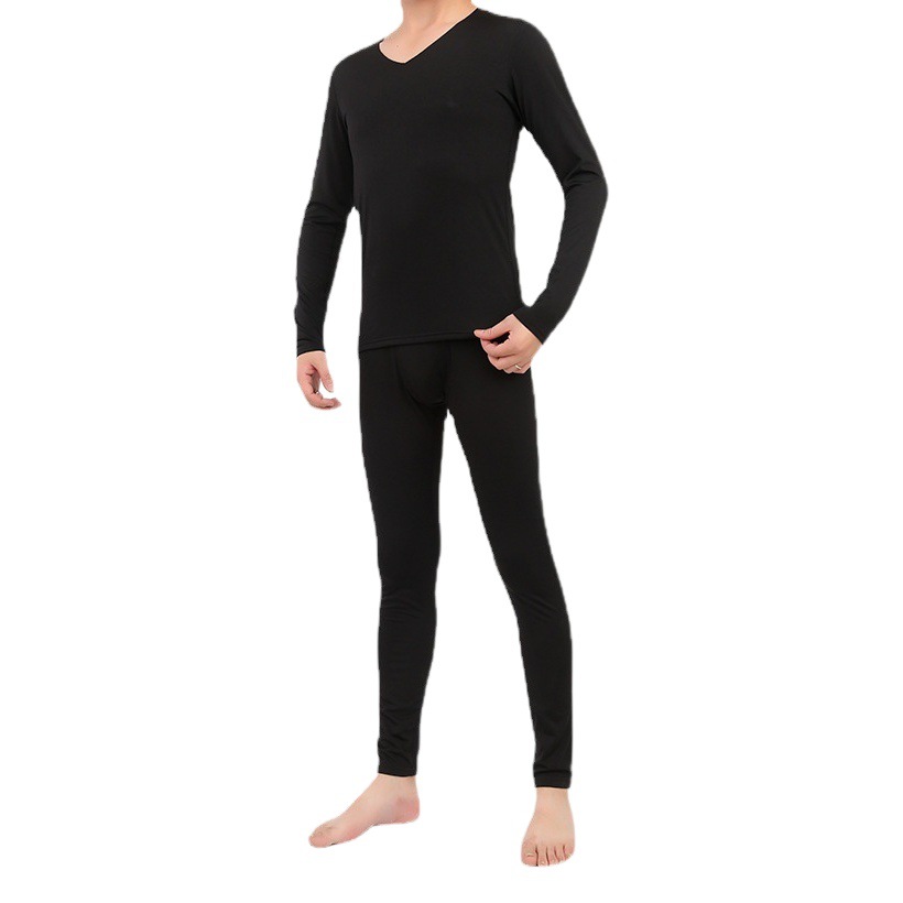 Picture of Winter seamless milk silk sanding thermal underwear men's V-neck suit velvet thin autumn clothes and trousers