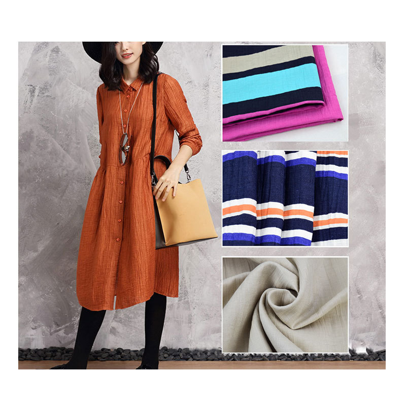 L/C55/45 nylon monofilament linen/cotton yarn-dyed fabric Europe and the United States hot-selling spring and summer women's dress shirt fabric
