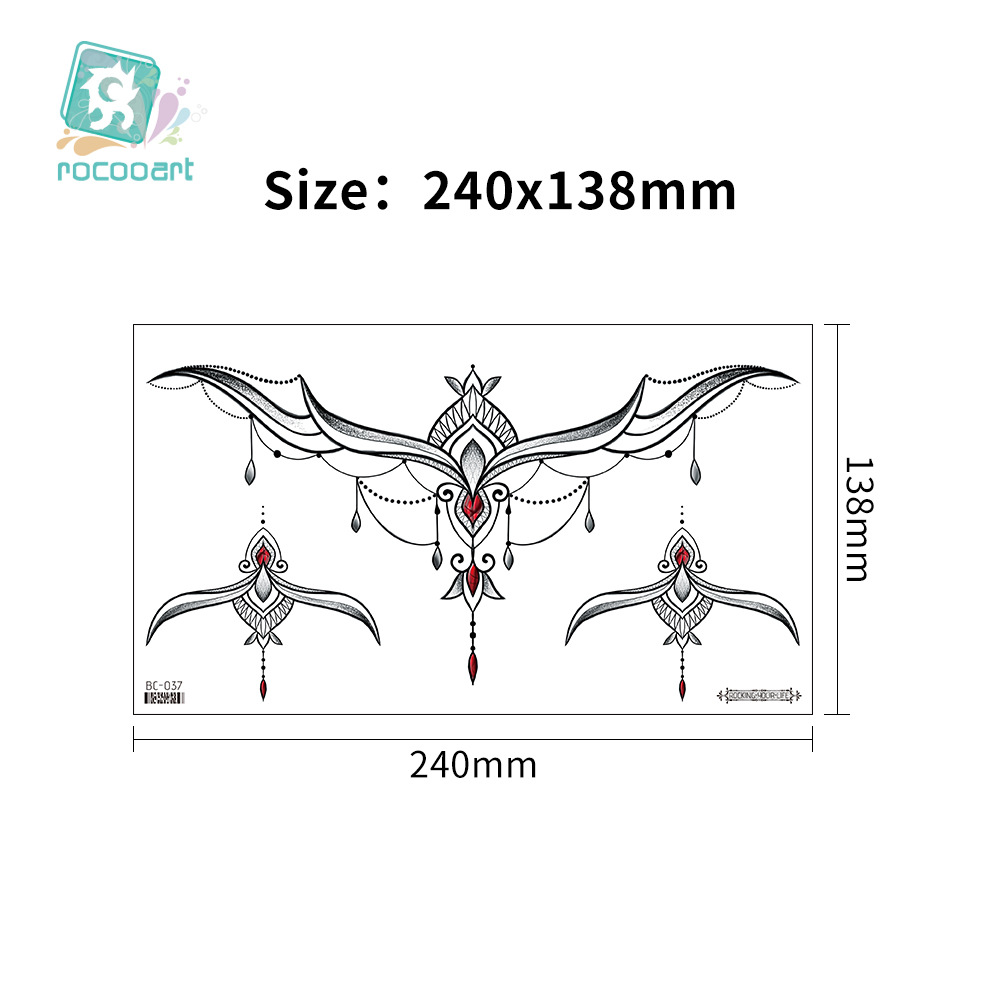 Picture of 2022 new cross-border supply waterproof tattoo stickers simple black and white flower sternum stickers personalized tattoo wholesale