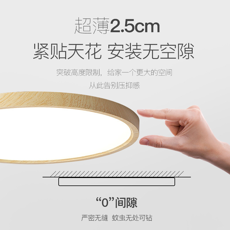 Picture of Japanese Ultra-Thin Bedroom Ceiling Lamp Modern Simple High Cri Second Bedroom Study Lamp Mid-Century Style Round Master Bedroom Lamp