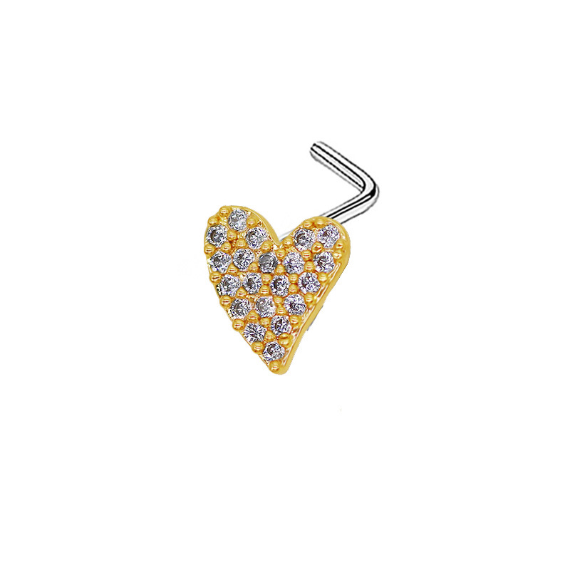 Picture of Gaibei Europe and the United States cross-border pearl heart-shaped nose nail heart-shaped wings bow l rod puncture nose nail puncture factory
