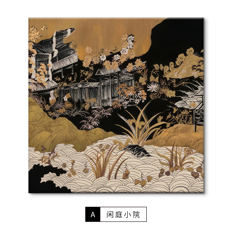 Picture of Xianting Small Courtyard French Middle-style Art Living Room Decorative Painting Retro New Chinese-style Mountain Wild Hanging Painting Entrance Murals