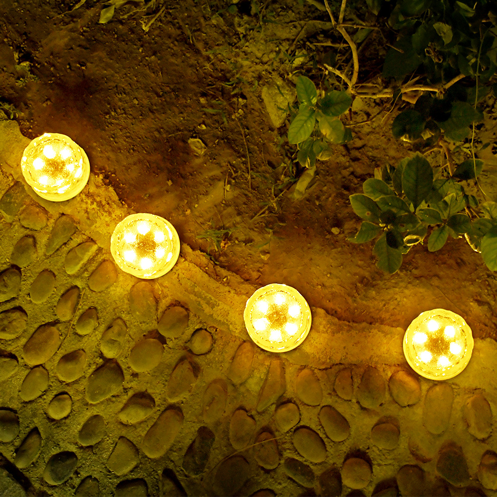 Picture of Cross-Border Solar Round Glass Ice Brick Lamp Garden Underground Lamp Courtyard Outdoor Waterproof Atmosphere Step Decorative Lamp
