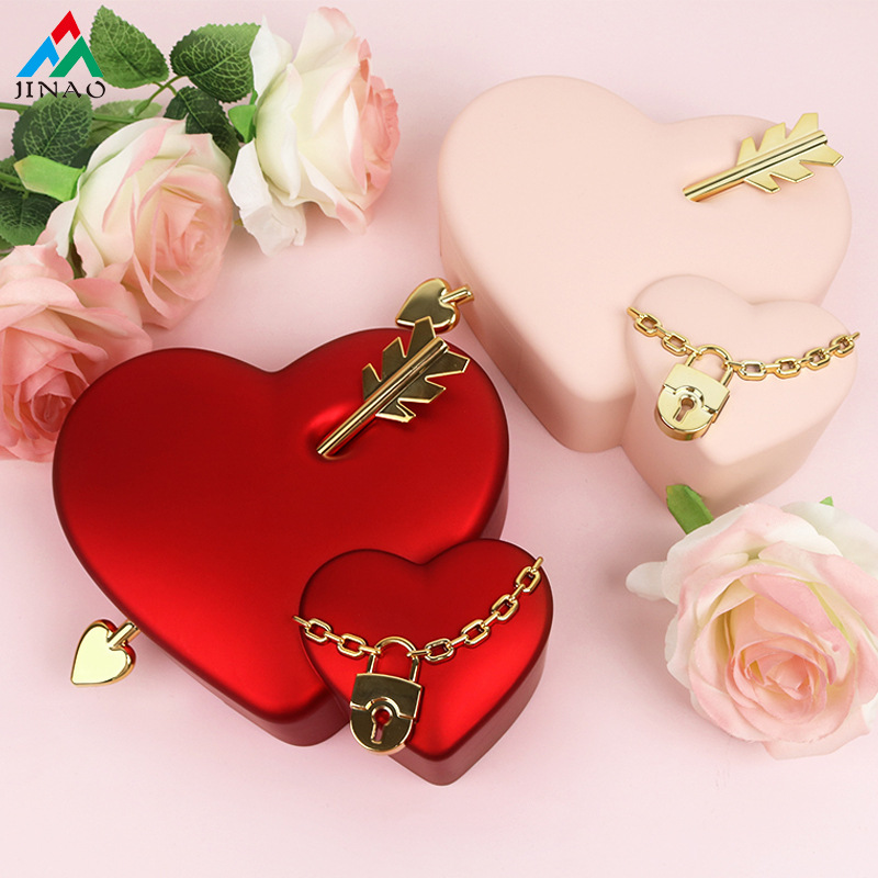 Creative Tanabata One Arrow Through Heart Love Couple Lock Paint Necklace Ring Earrings Jewelry Box Packaging Drawer Jewelry Box