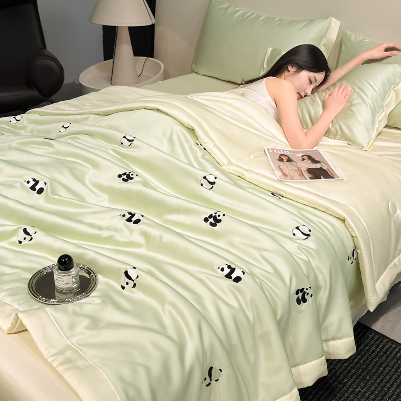 Picture of Summer Ins Washable Ice Silk Summer Quilt Four-piece Set Machine Washable Air-conditioning Quilt Summer Cool Quilt Single Double Thin Quilt Core