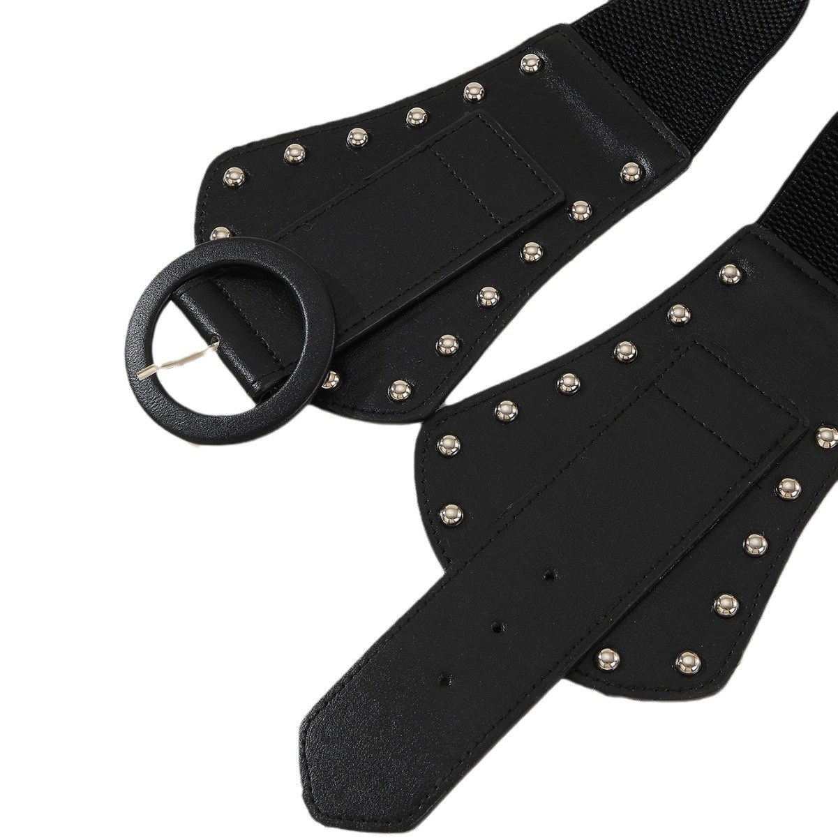 European and American retro wide belt rivet decoration fashion waist coat windbreaker dress waist seal elastic elastic belt