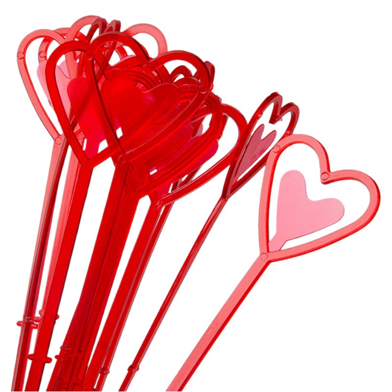 Wholesale heart-shaped plastic transparent flower long and short flower greeting card clip peach heart rod flower shop packaging materials supplies