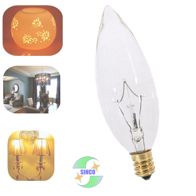 Picture of C32 120V60W Screw E12 Standard Incandescent Lamp Transparent Candle Bulb Chandelier Bulb Dimmable