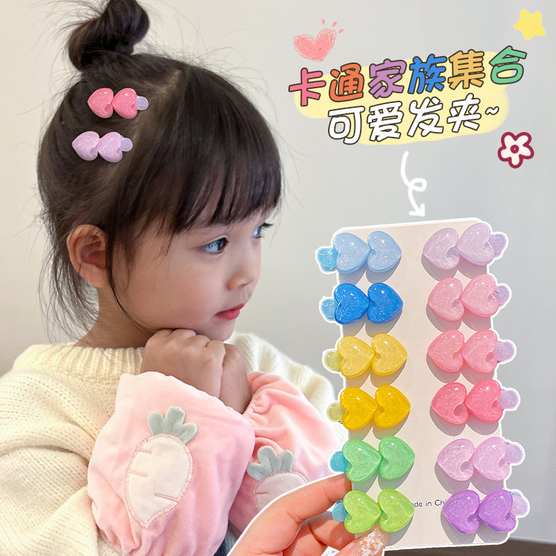 Picture of Children's Hairpin Batch Girl Candy Color Star Love Hairpin Bangs Side Clip Broken Hairpin Baby One-word Clip