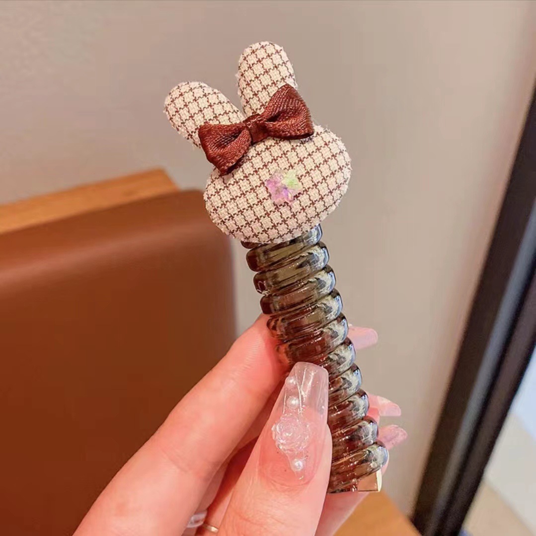 Picture of Children's coil telephone line hair band female high ponytail does not hurt hair hair rope high elastic durable rubber band Braid artifact