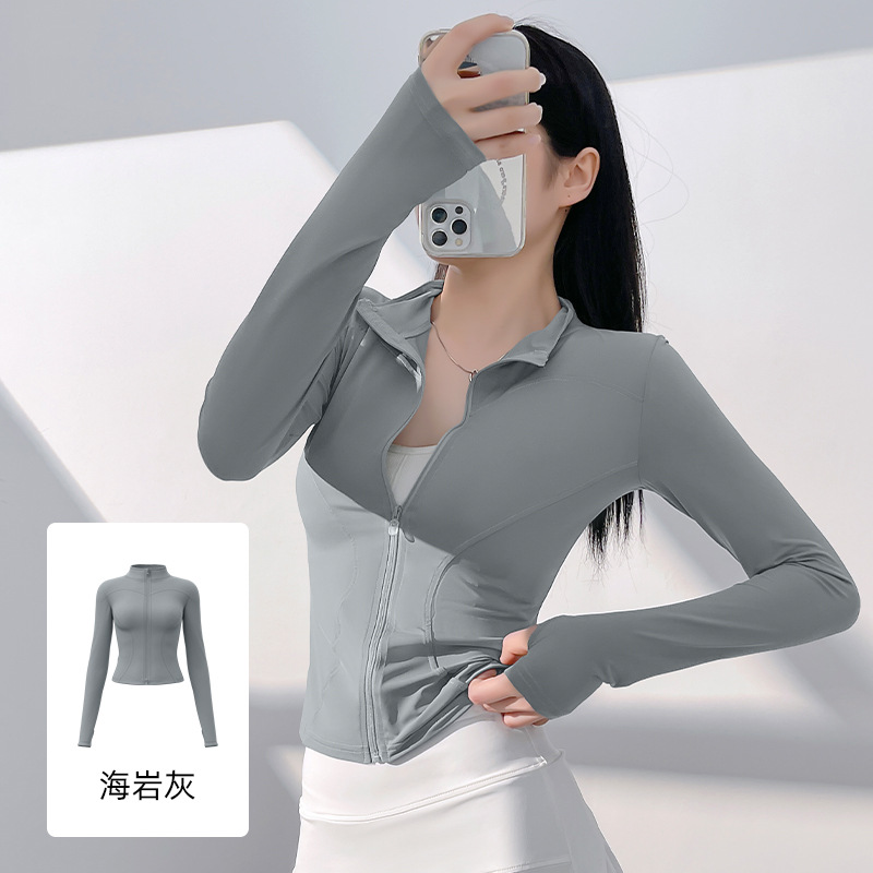 Picture of Juyitang Slim-Fitting Yoga Wear for Outerwear, Slim-Fitting Yoga Wear with Stand Collar, Fitness Running Yoga Sports Jacket for Women