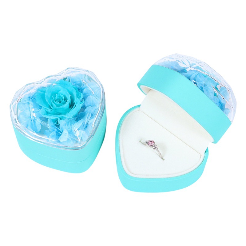Amazon Heart-Shaped Eternal Flower Gift Box Ring Earrings Pendant Box Love Eternal Rose Flower Jewelry Box in Stock