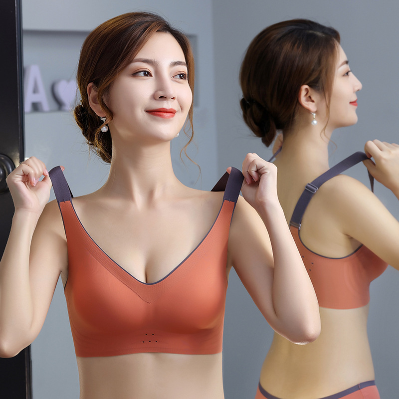Wireless underwear women's thin push-up seamless sleep yoga sports plus size anti-sagging breast bra