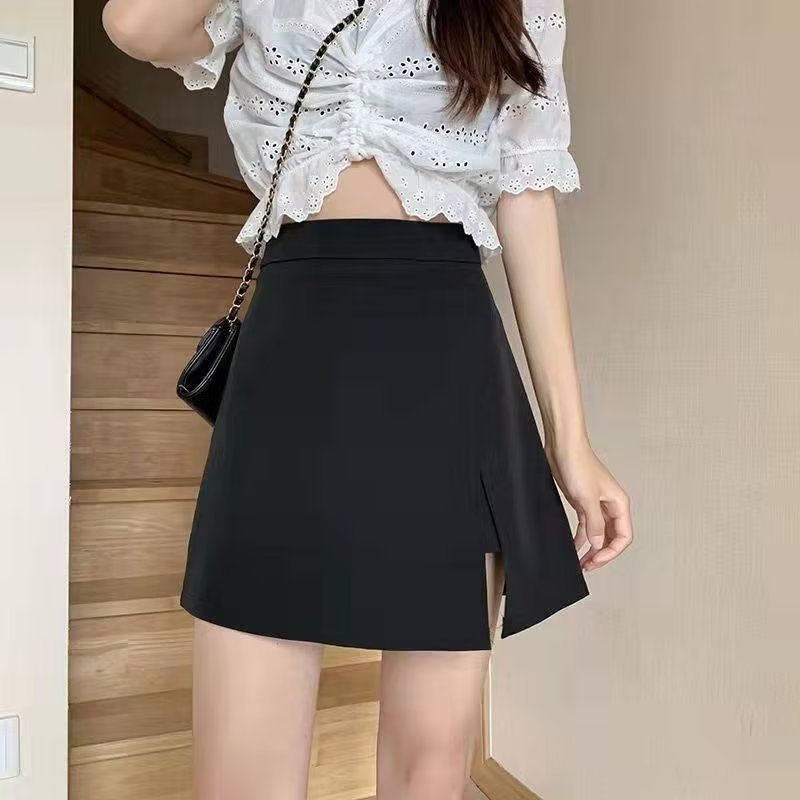 2023 Short Skirt Women's Summer Slim Black High Waist Summer Dress 2023 New Niche Design Feeling Bottoming Hot Pants