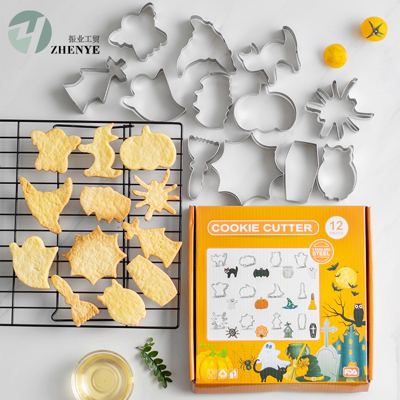 24PCs Christmas Baking Cookie mold Flip Sugar Cut mold Halloween Cookie Small Biscuit mold