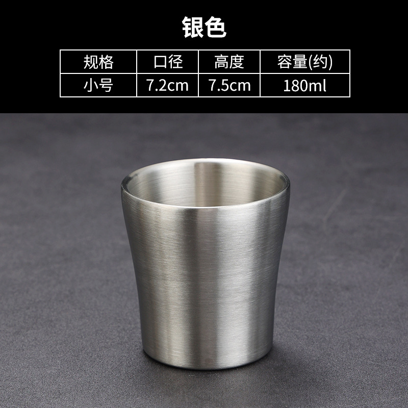 Picture of Korean 304 stainless steel double-layer water cup barbecue restaurant golden beer cup household anti-scald heat insulation cup small waist