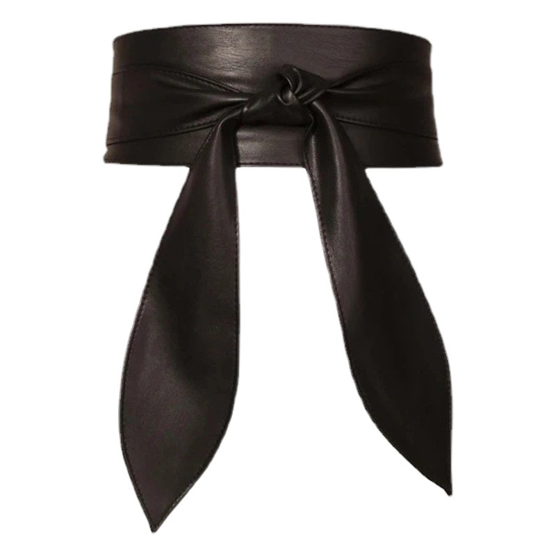 [Cross-border Exclusive] Women's Wide Waist Cover Soft All-match Elegant Bow Ribbon Long Spot Tie Belt