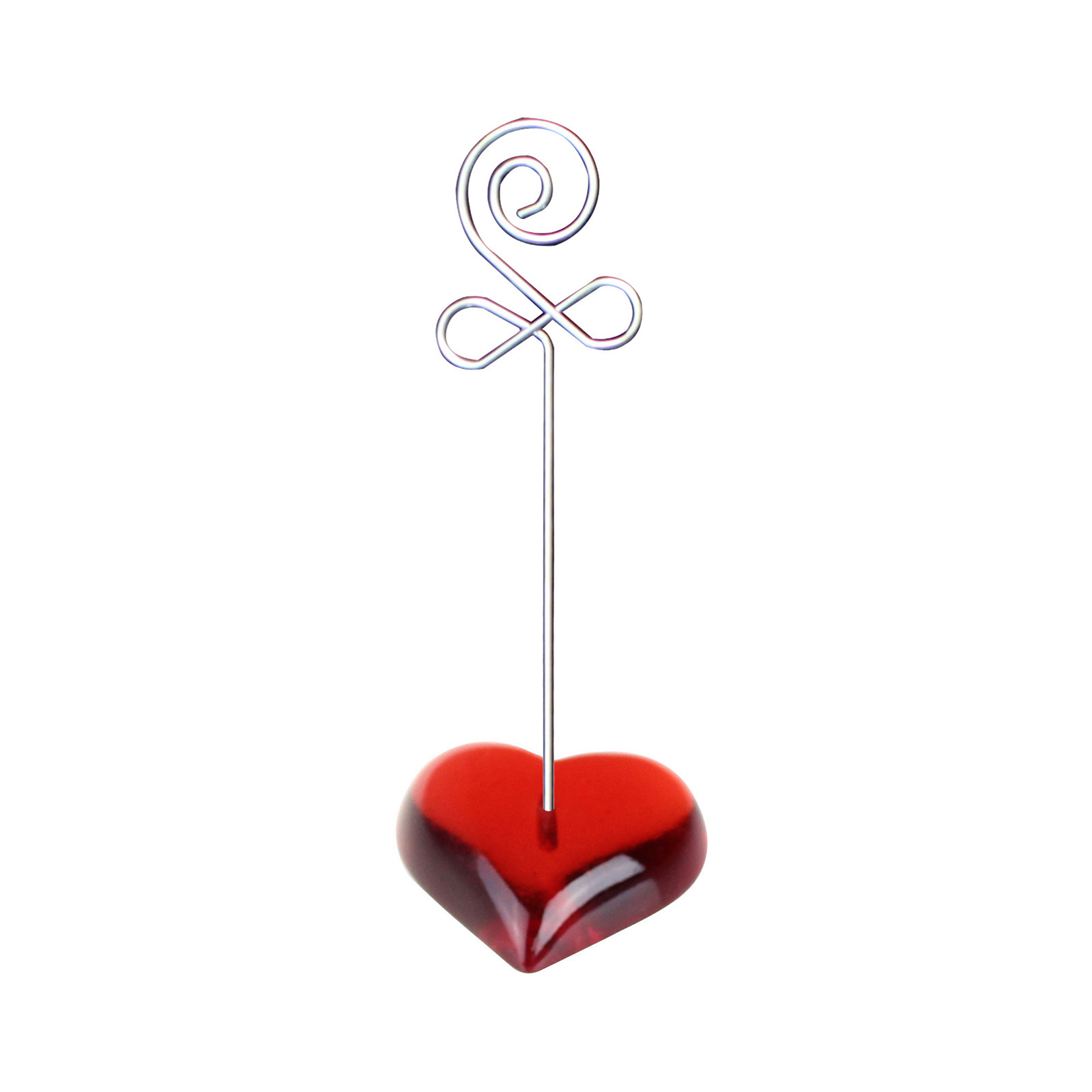 Picture of Red Heart-Shaped Base Photo Clip, Steel Wire Memo Clip with Logo Printing, Suitable for Wedding Display, Storage, and Styling Memo Clips