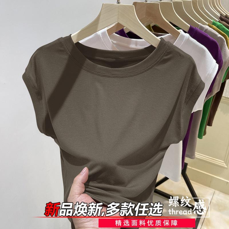 Short-sleeved T-shirt Women's 2025 New Summer Loose Fashionable Stylish Age-reducing Xiaofei Sleeve Top Women's Ice Silk