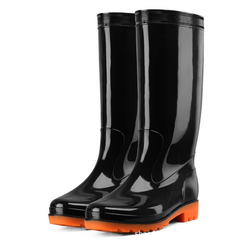 Men's rain boots high-top rain boots long black water shoes men's labor protection rubber shoes kitchen chef shoe cover foot non-slip water boots