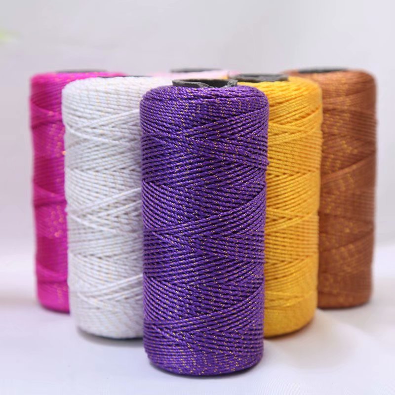 Picture of Gold thread mixed strand bright silk thread handmade diy crochet sweater doll scarf thread coat hand knitting thread factory wholesale
