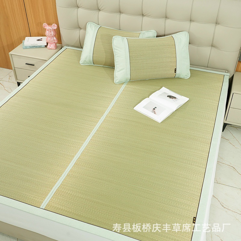 Straw Mat Wholesale Summer Dormitory Mat Bamboo Mat Student Grass Mat Rush Mat Thickened Old Double-Sided Mat
