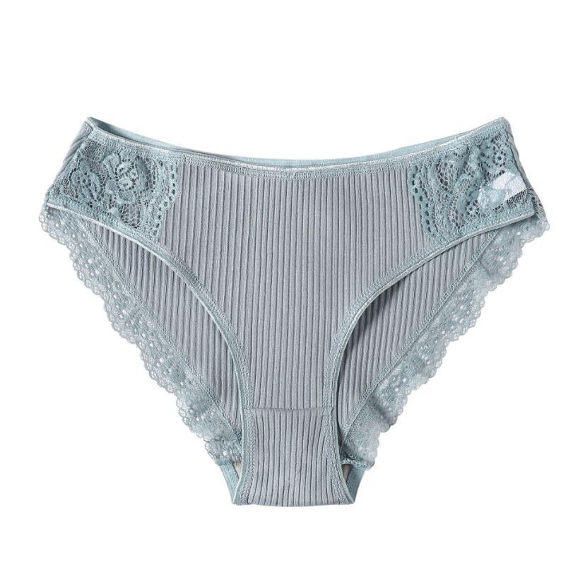 Picture of AliExpress youth underwear women's striped student cotton lace briefs mid-waist solid color women's underwear