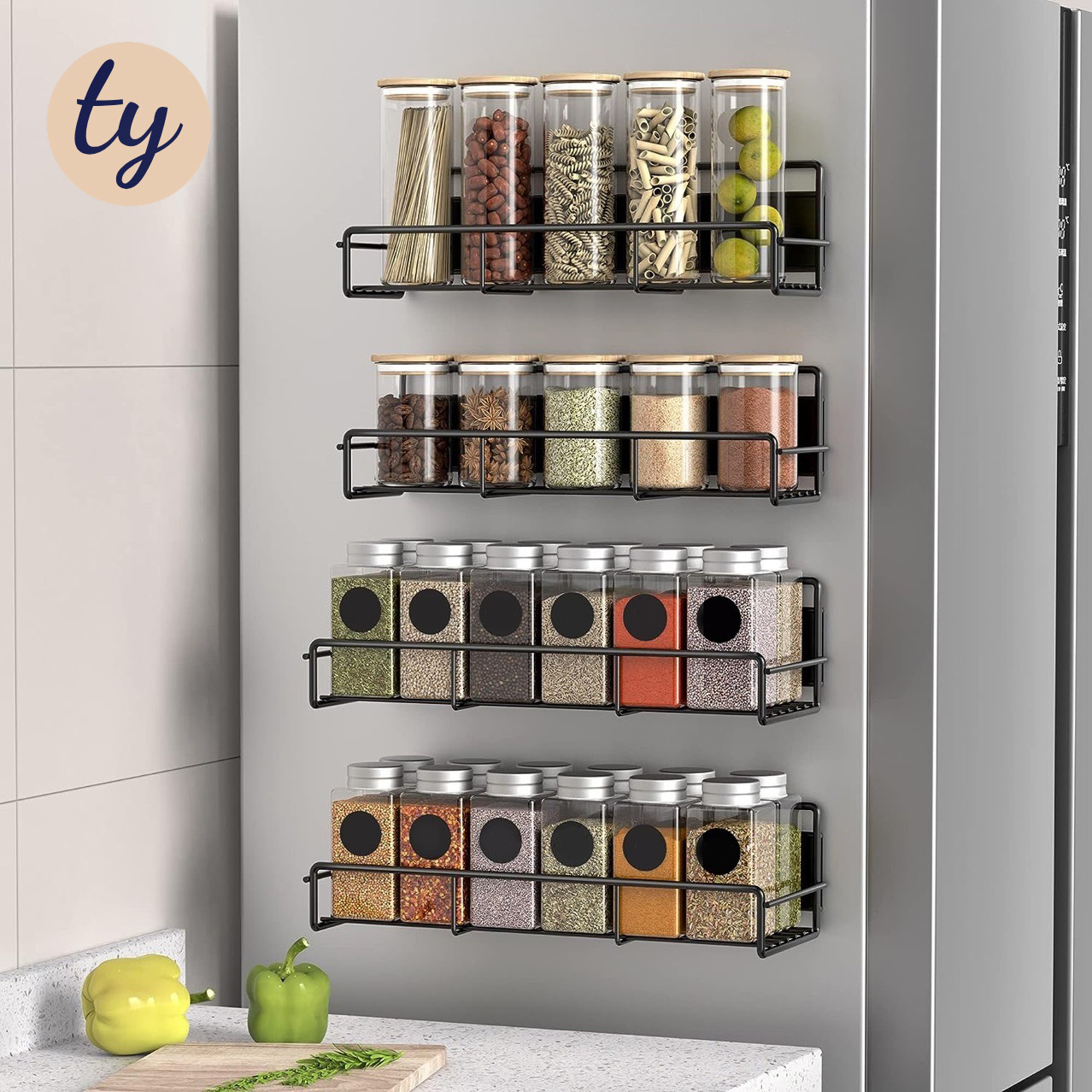 Cross-border Refrigerator Magnetic Absorption Storage Rack Kitchen Punch-free Refrigerator Side Seasoning Storage Rack Washing Machine Side Rack