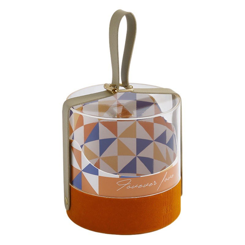 Light Luxury Portable Cylindrical Acrylic Lid Gift Box Wedding Favor Candy Box Wedding Return Gift Box