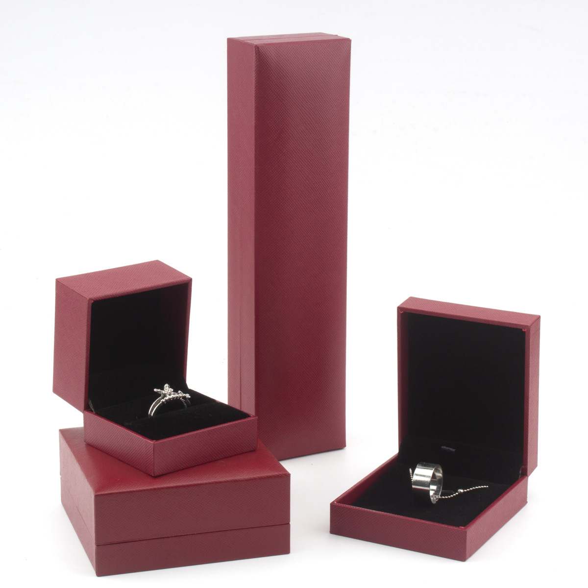 Jewelry Packaging Box Golden Red Leather Paper Ring Box Bracelet Box Bracelet Box Jewelry Box Necklace Jewelry Box