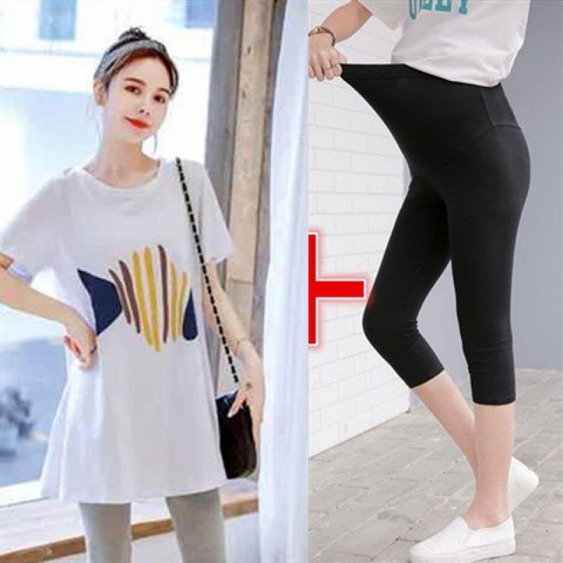 Picture of in stock 2024 spring and summer pregnant women fashion suit new loose summer long short sleeve clothing two-piece top