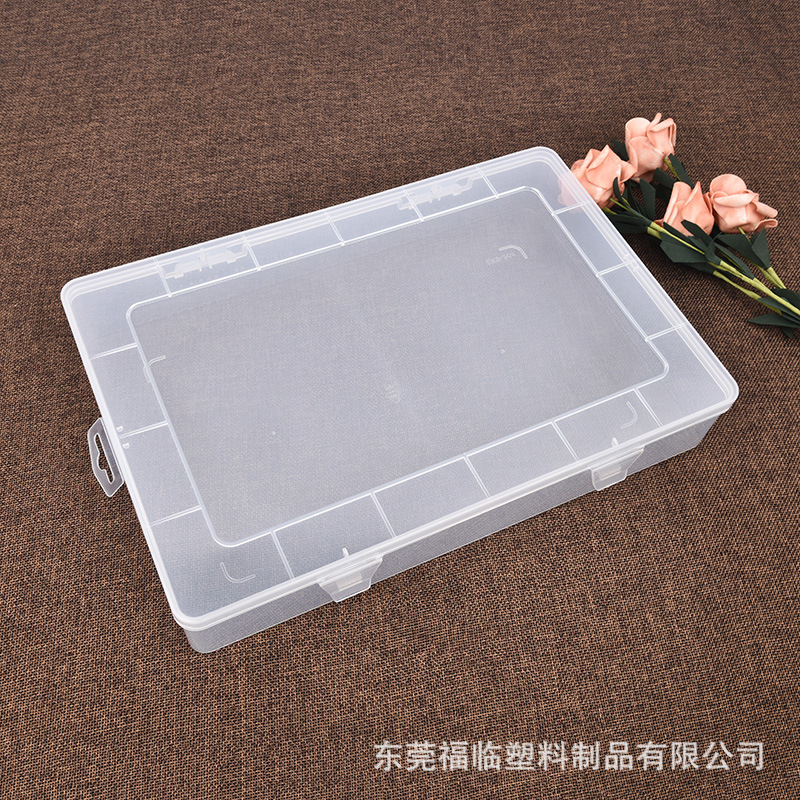 Rectangular Transparent Plastic Box Large 33CM Flat Empty Box File Organizer Desktop Storage Box EKB204-1