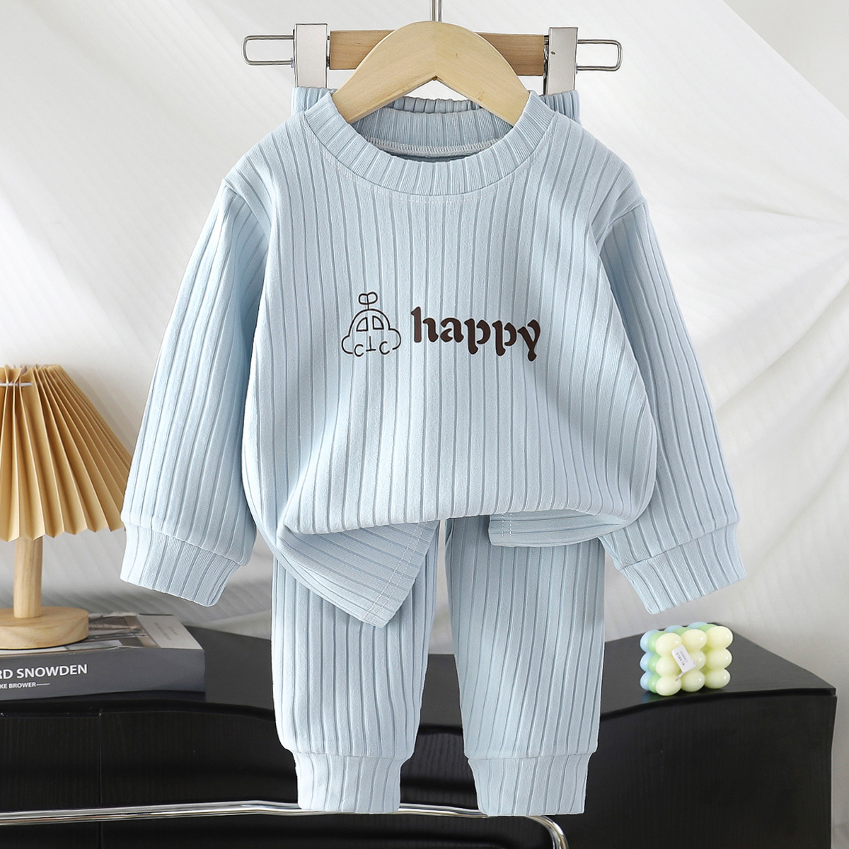 Picture of Children's Underwear suit Double-Sided Fleece Autumn Clothes Autumn Trousers Boys Home Clothes Autumn and Winter Girls' Pajamas Round Neck New