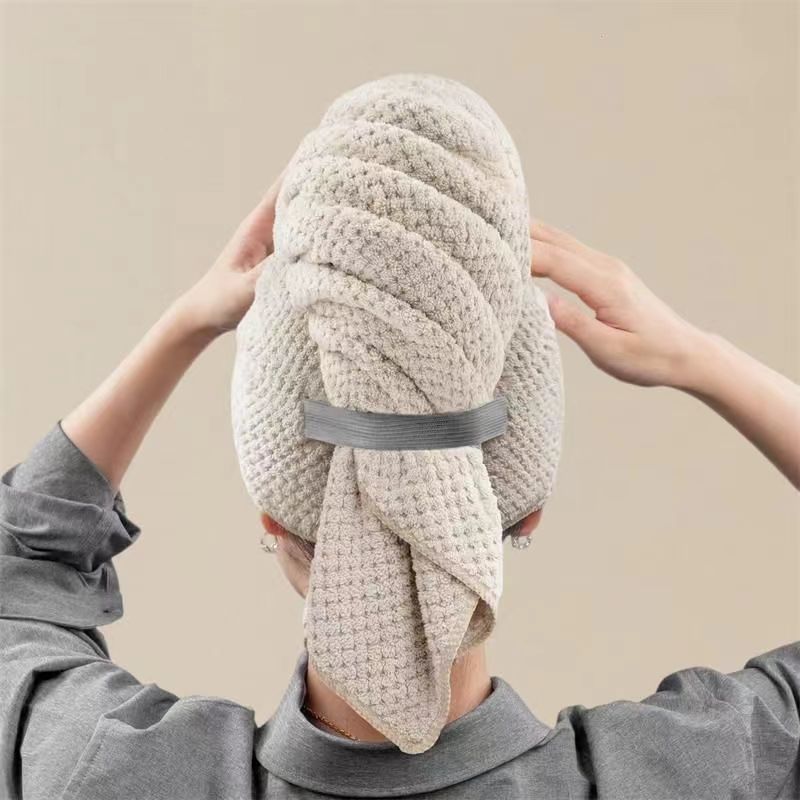 Picture of Dry Hair Cap Water Absorbent Quick-drying Plus Long Hair Bag New Adult Long Hair Shower Cap Women Wipe Hair Quick-drying