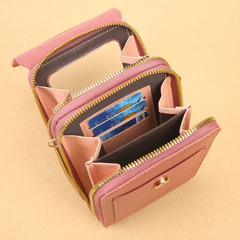 Picture of Urban Simple Women's Touch Screen Mobile Phone Bag Multi-Functional Card Holder Coin Purse Fashion Crossbody Single Shoulder Small Square Bag Trendy