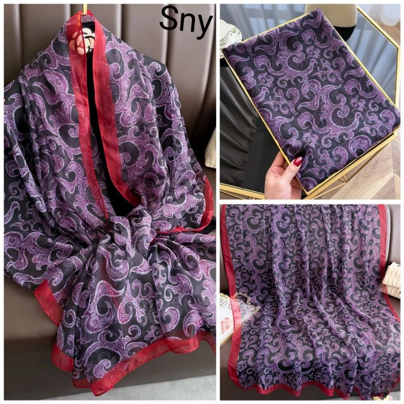 Picture of Spring and Summer New Soft Yarn Sunscreen Shawl Summer Thin Imitation Silk Long Silk Scarf Fashion Printed Flower Scarf