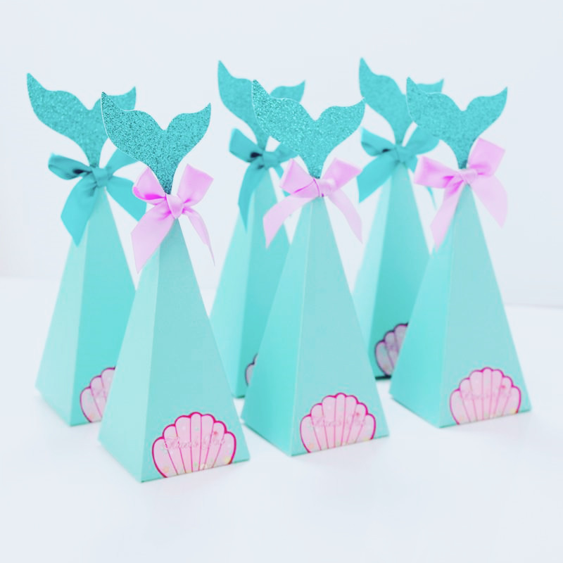 20 Pieces of Birthday Party Dessert Packaging Box Party Gift Box European Hot Style Mermaid Theme Box Butterfly