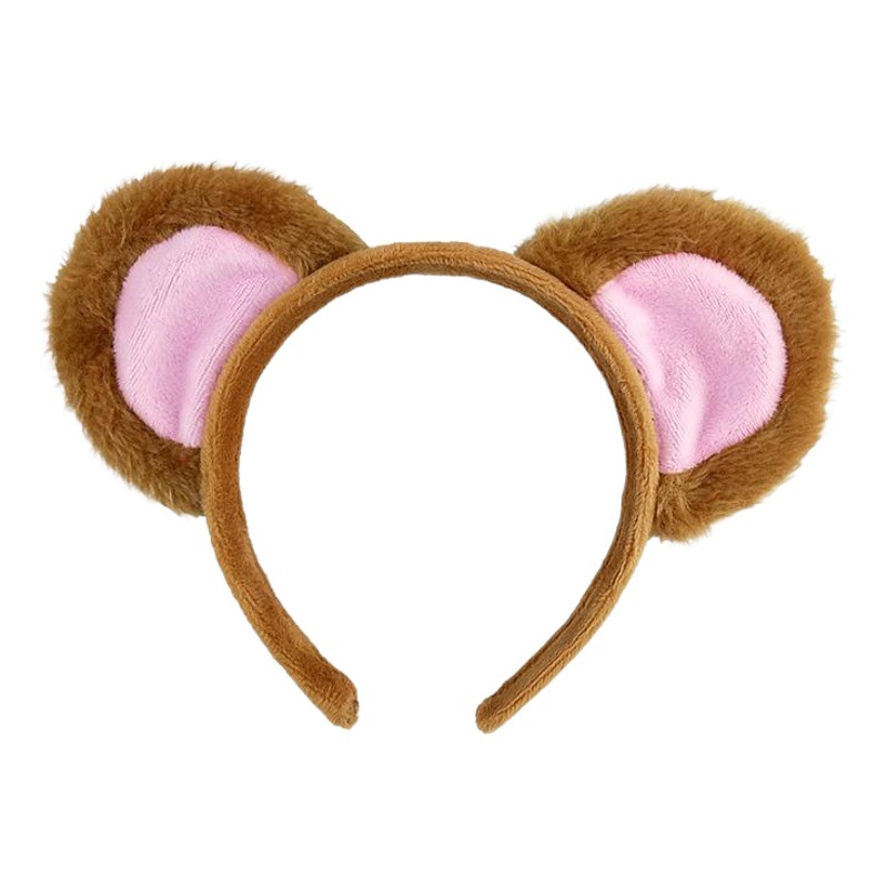 Cross-border Supply New Super Soft Little Monkey Headband Halloween Watch Performance Headwear Props Brown Bear Ears Headband