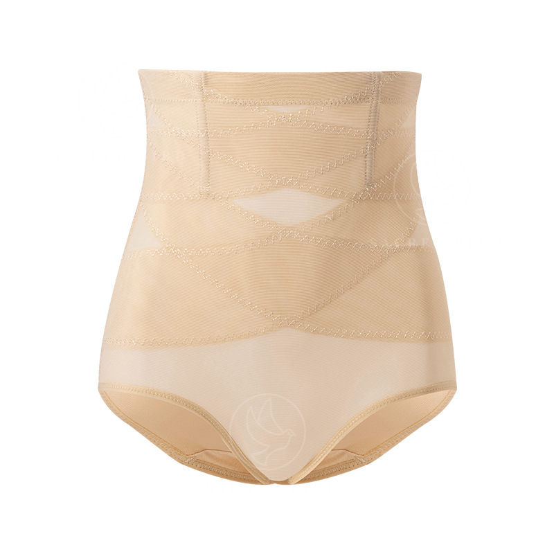Picture of Sexy Mesh Stitching Strong Abdominal Belt Postpartum Recovery Underwear High Waist plus size Breathable Wave Bottom Women's Shaping Pants